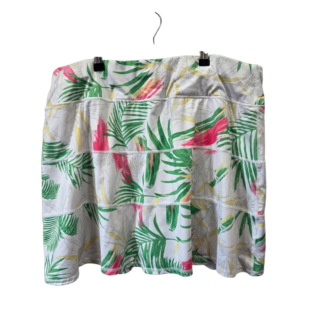 Ideology Tropical Floral Tiered Skort 1X Plus Size Tennis Golf Athletic Green